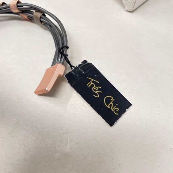 Leather‎ & Copper Bracelet Multi-Strand Charcoal Gray Magnetic Closure Tres Chic - Picture 5 of 7